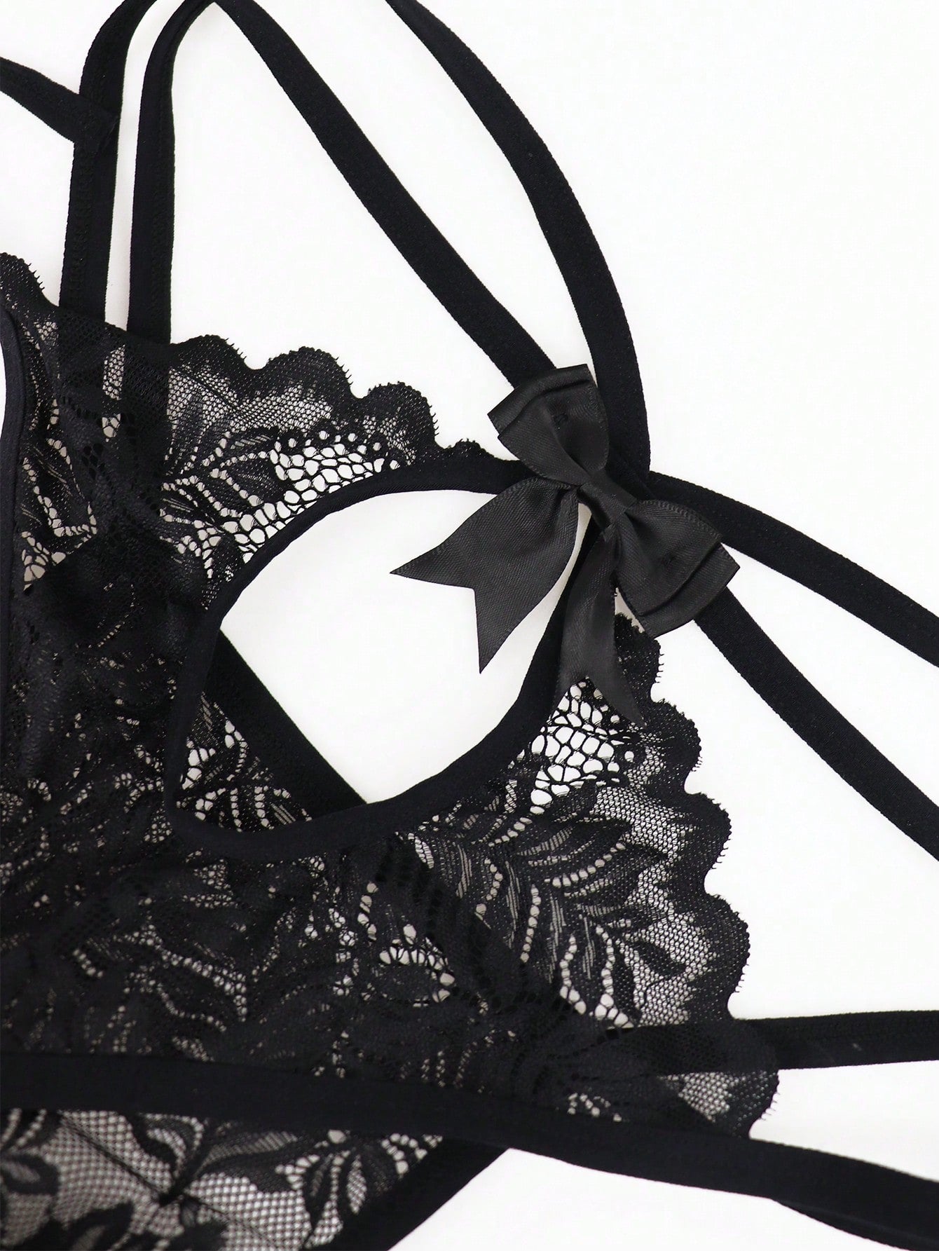 Men's Black Bow Detail Lace Waist Briefs
