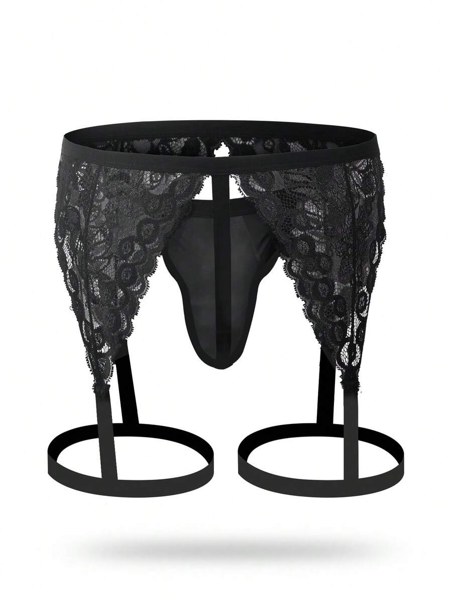 Men’s Lace Patchwork Hollow-Out Briefs – Perfect for Dates