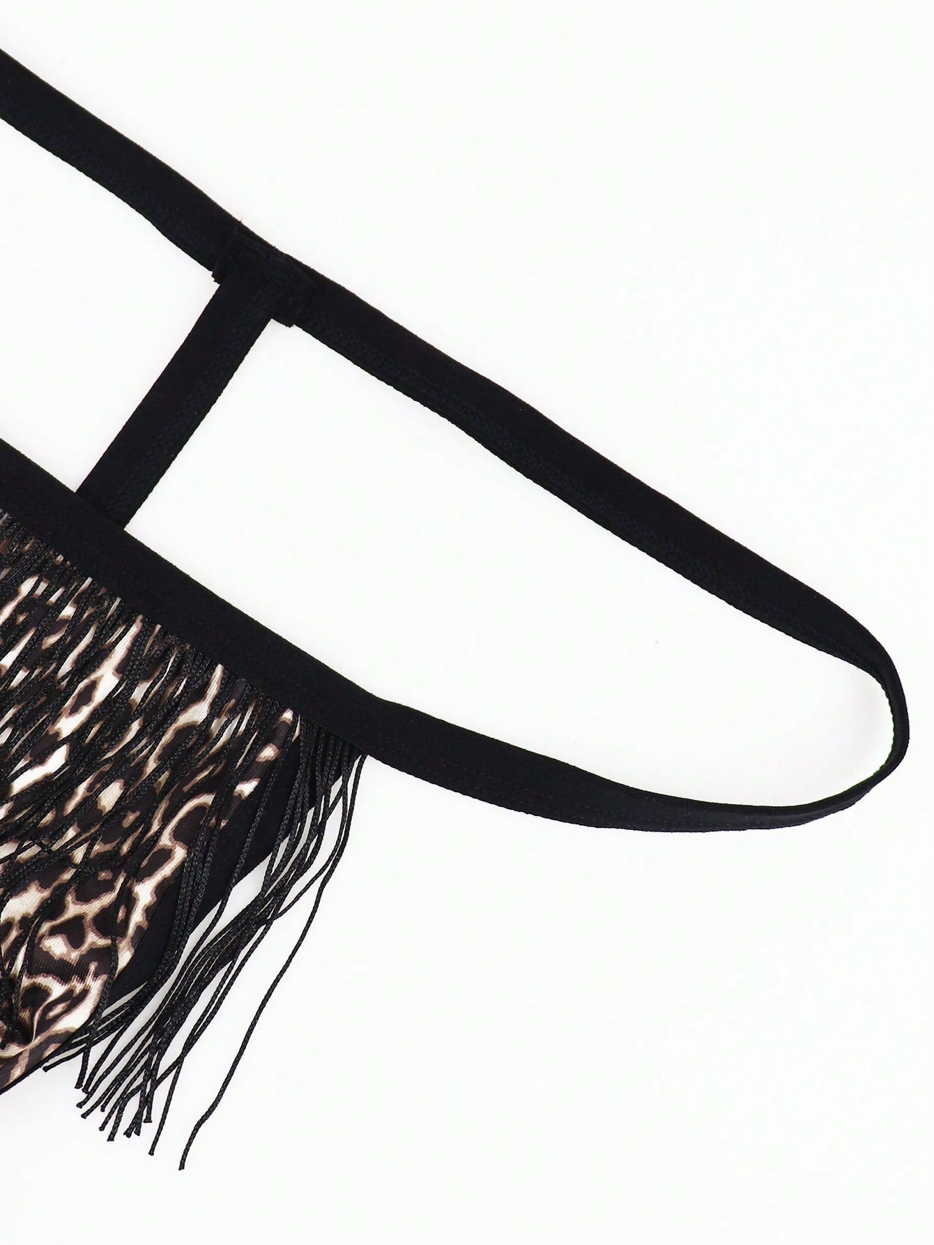 Men's Leopard Print Shadow Pattern Briefs With Tassel Detail