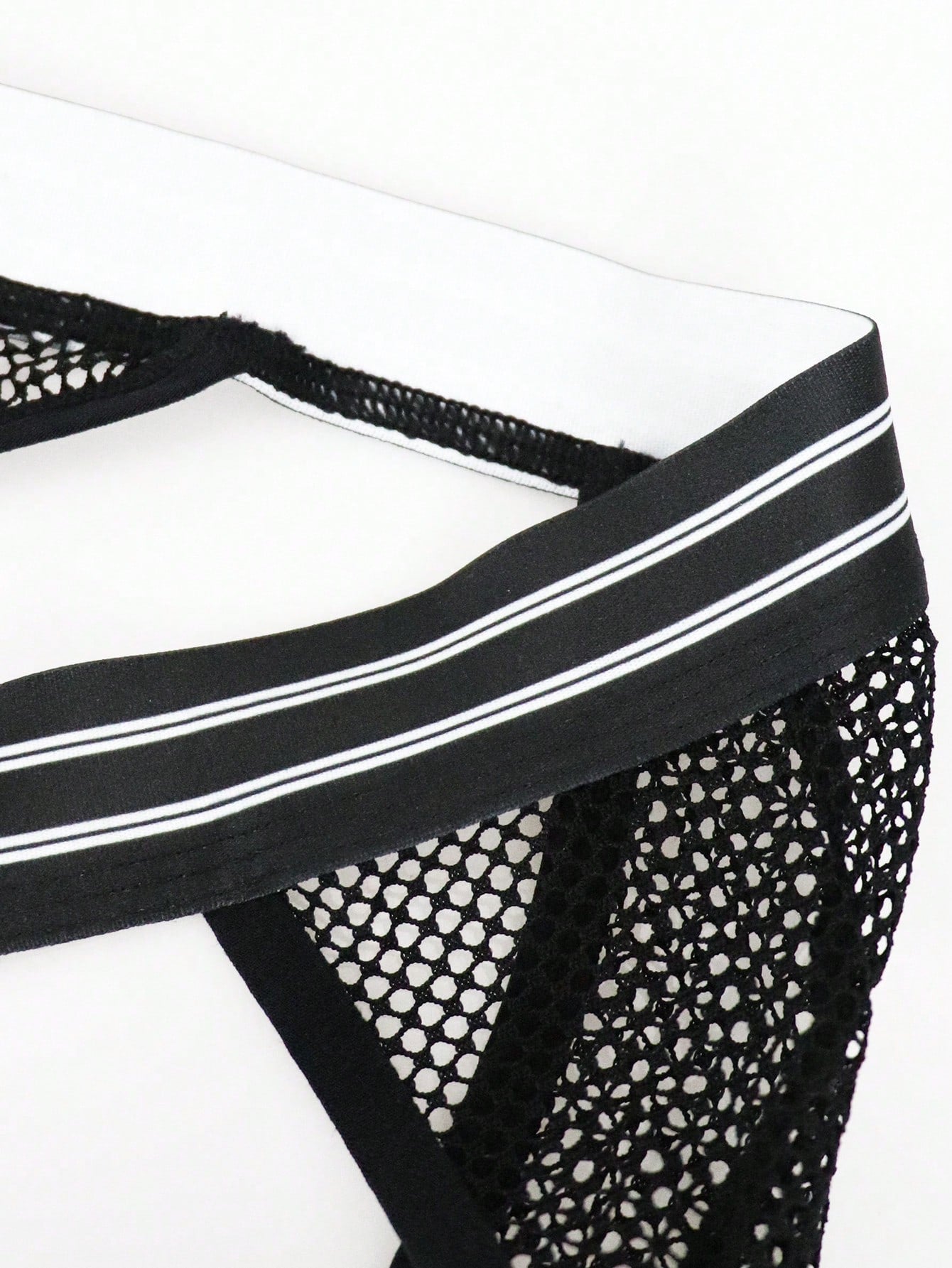 Men's Hollow Design Contrast Stripe Briefs Thong Jockstrap