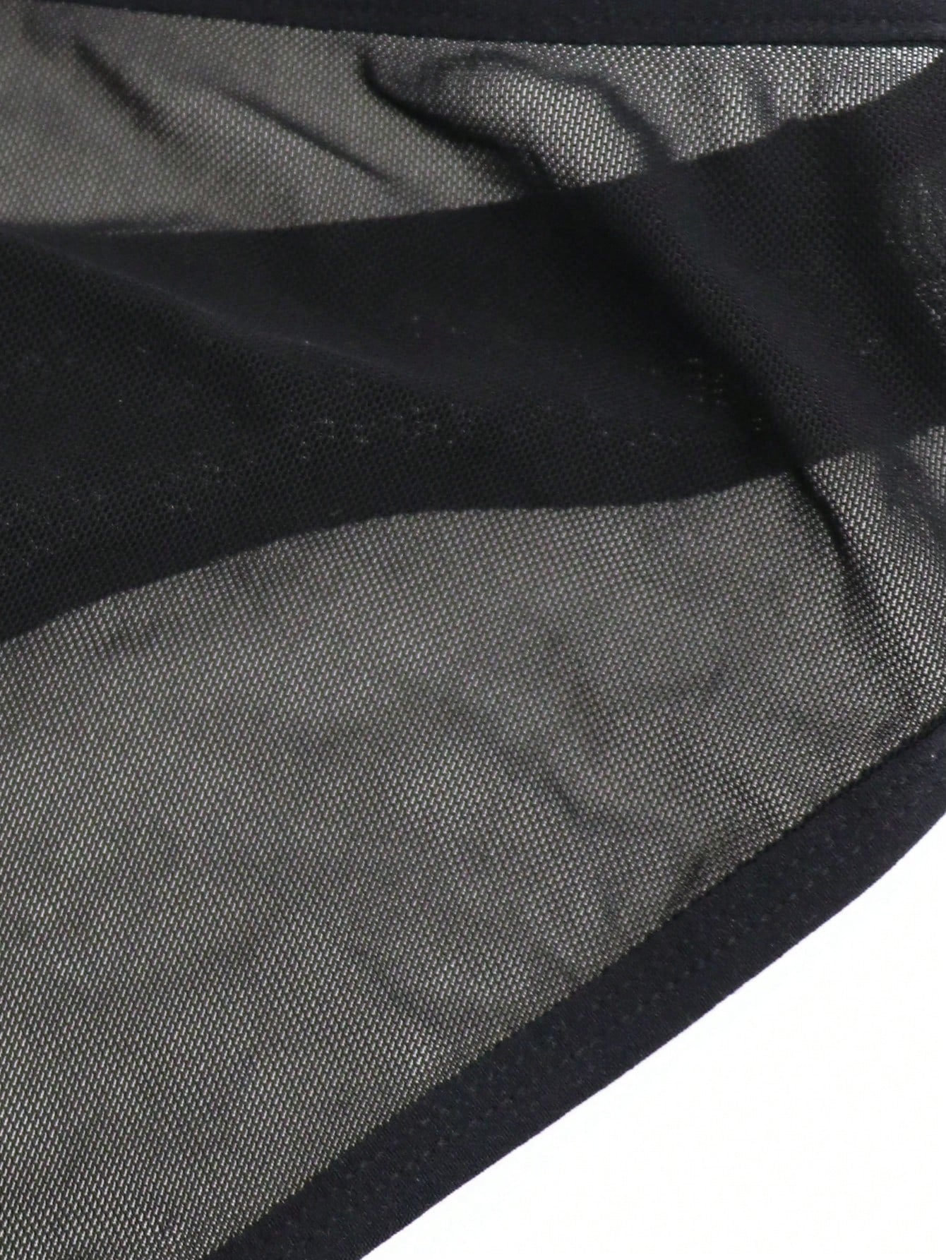 1pc Men's Black Lace Trim Hollow Mesh Mid Rise Briefs