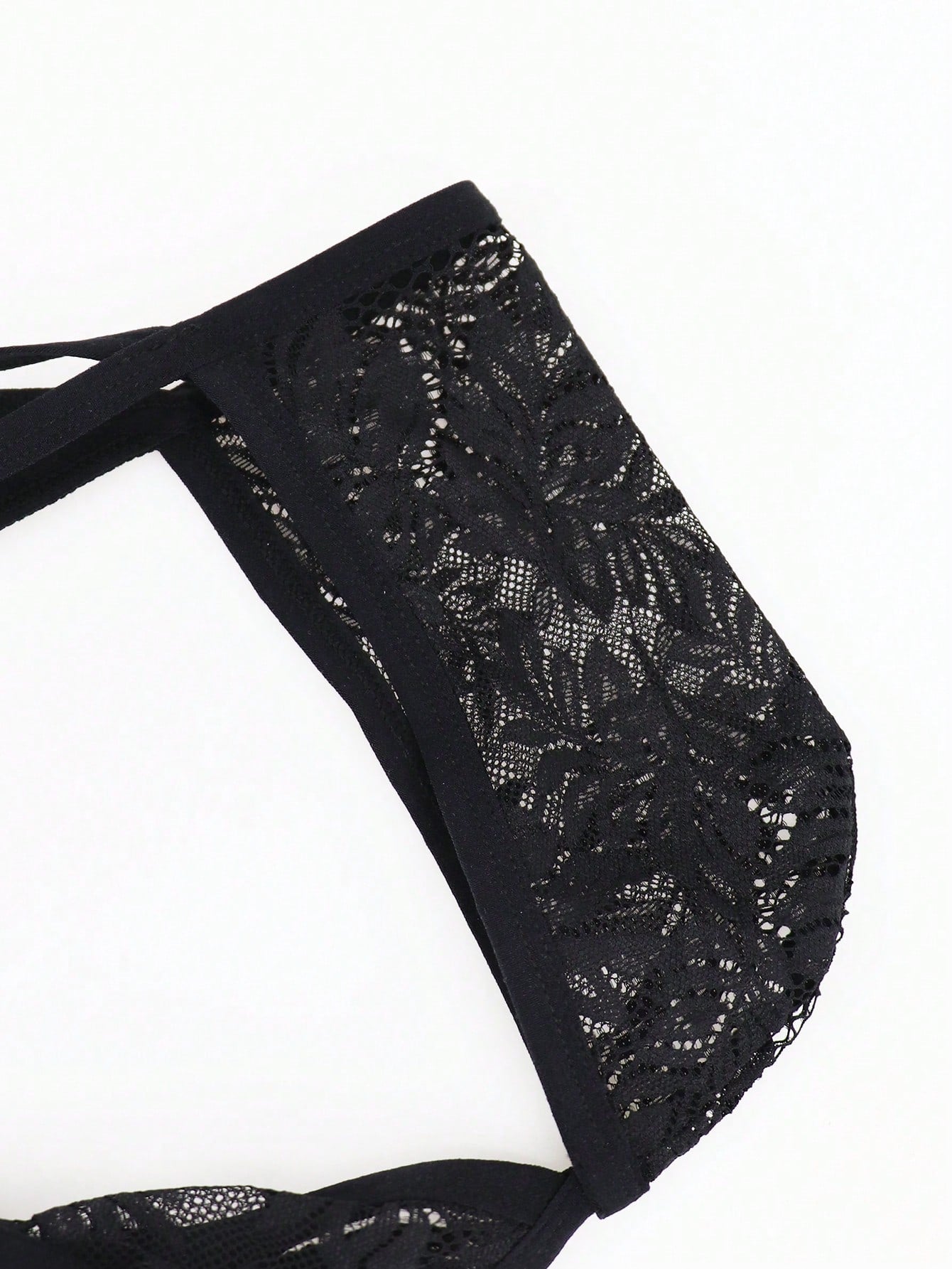 Men's Black Bow Detail Lace Waist Briefs