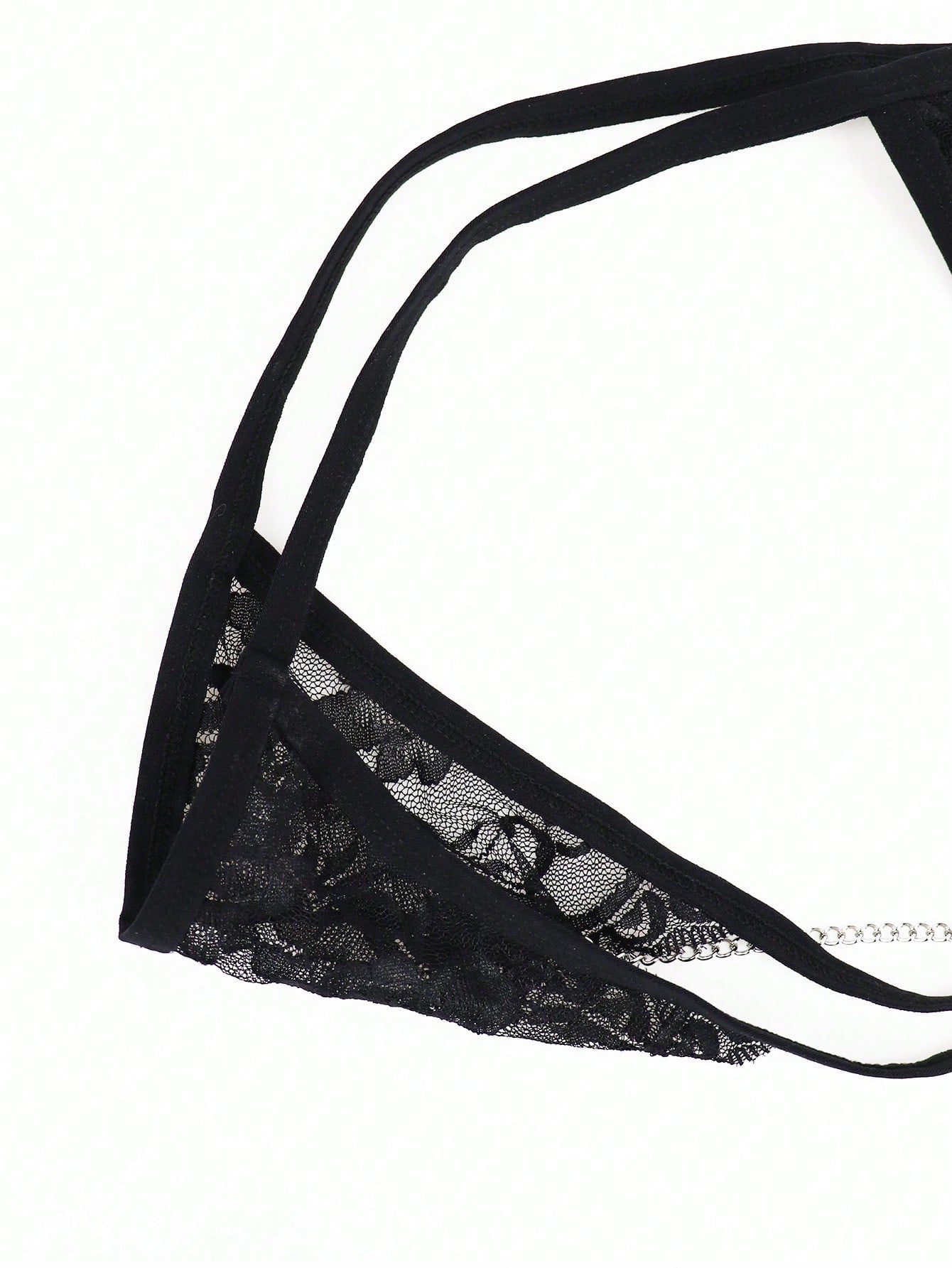 Fashionable Black Lace Charm Chain Waist Underwear For Men