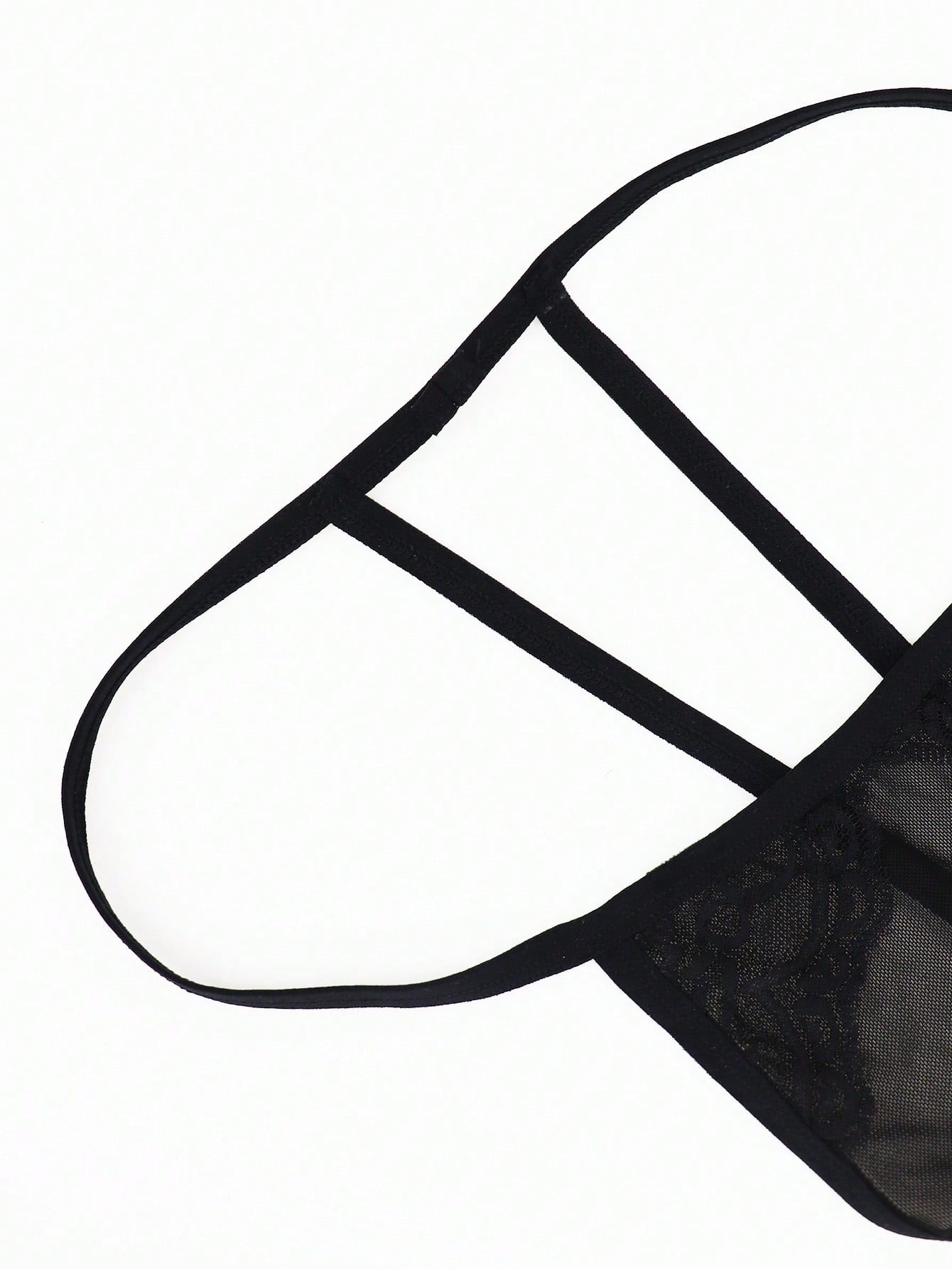 Men’s Black Mesh Short with Lace Trim, Lightweight Fabric, Simple Design