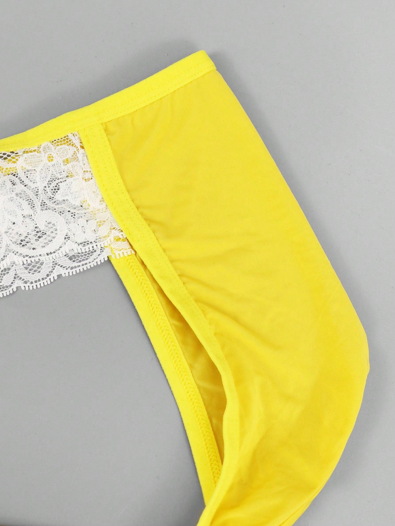 Men’s Yellow Fabric Short with Lace Waist Detail, Lightweight Material, Clean Design, Casual Style