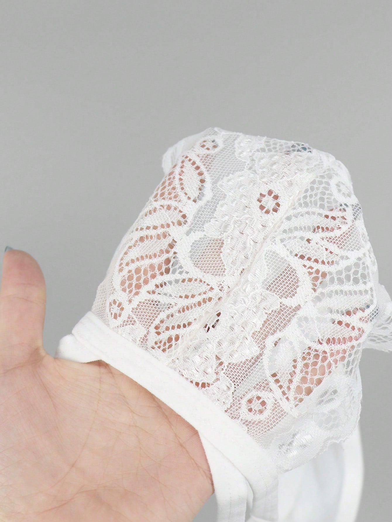 White Lace Hollow Mesh Mid Rise Underwear For Men