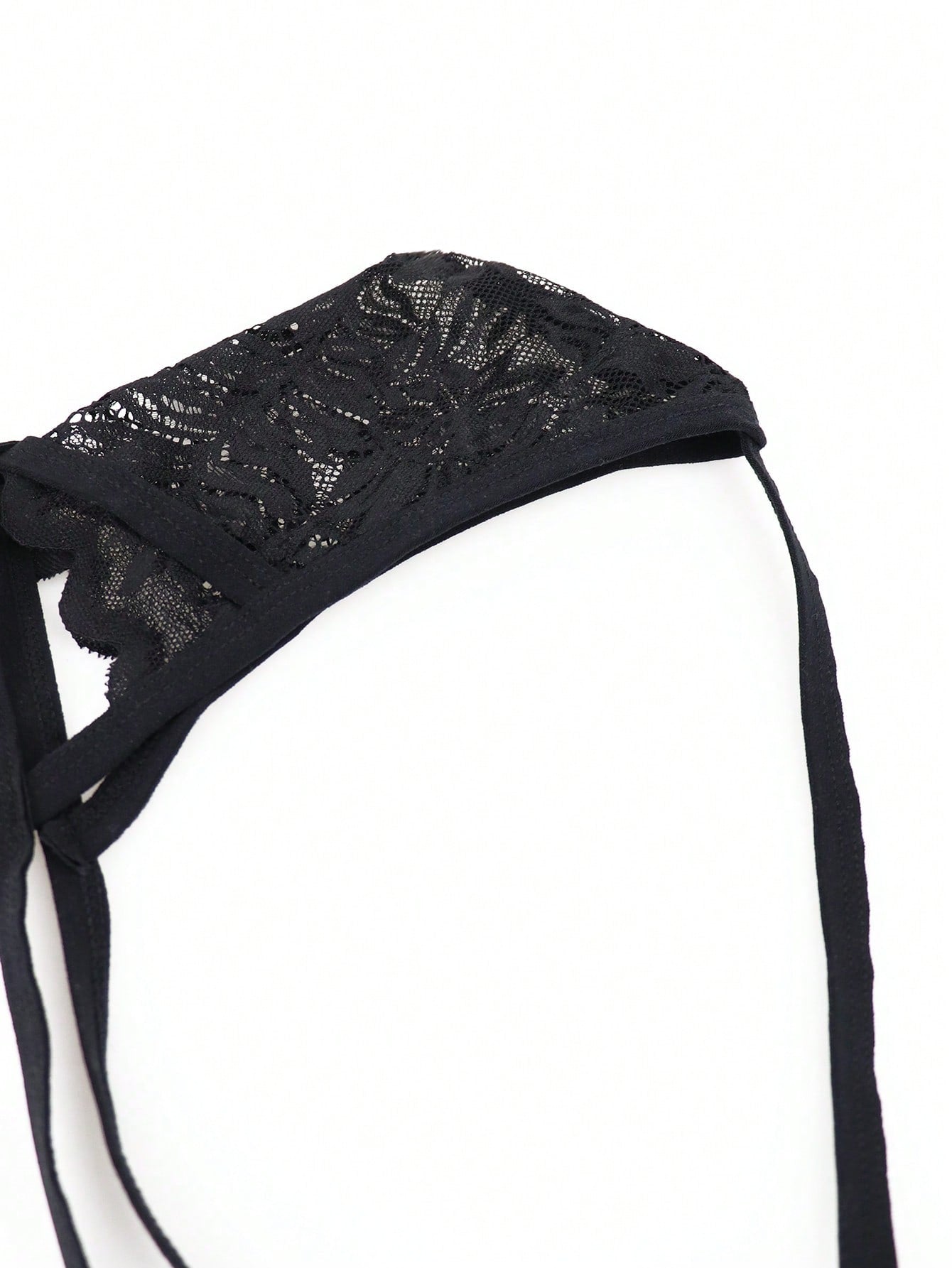 1pc Men’s Lace Trim Short, Breathable Fabric, Lightweight Material, Simple Daily Style