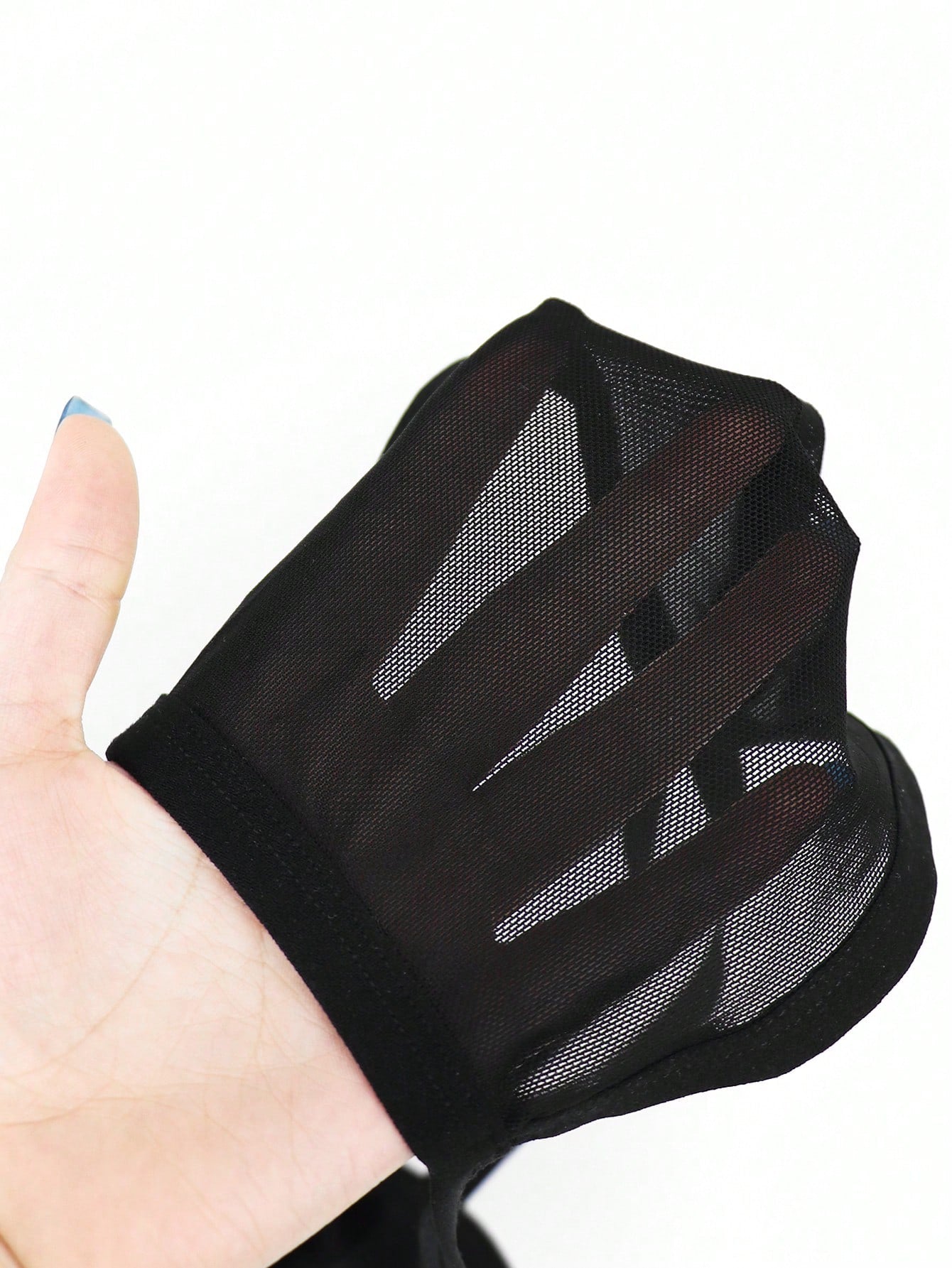 Men's Black Mesh Mid Waist Briefs With Hollow Design