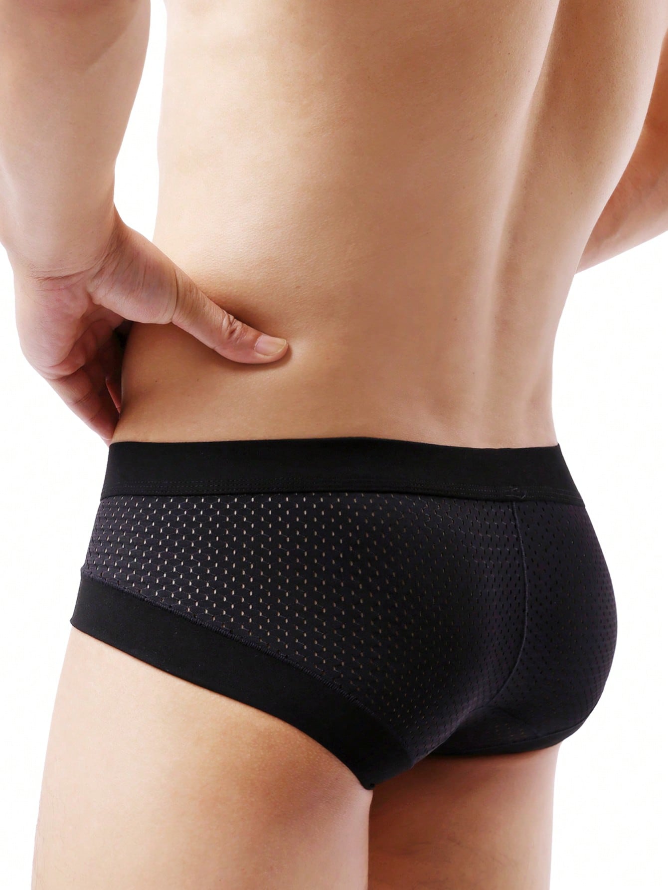 Patchwork U Convex Mesh Thong Underwear For Men