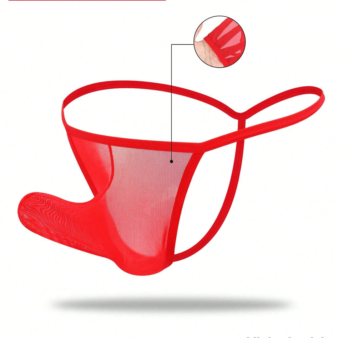 1pc Men’s Red Mesh Short, Breathable Fabric, Basic Structure, Everyday Style