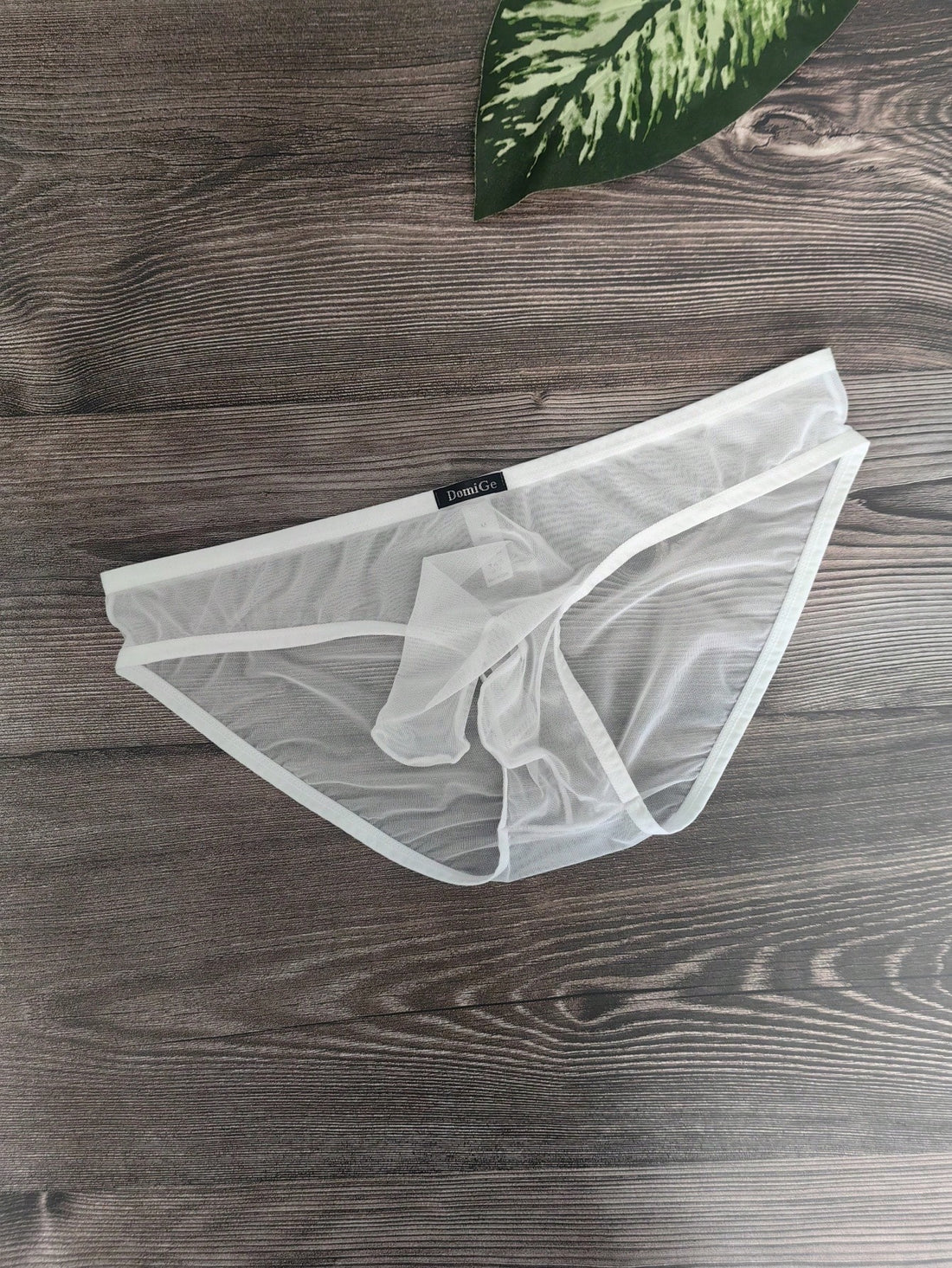 1pc Men's Black Elastic Mesh Low Waist Elephant Print Briefs