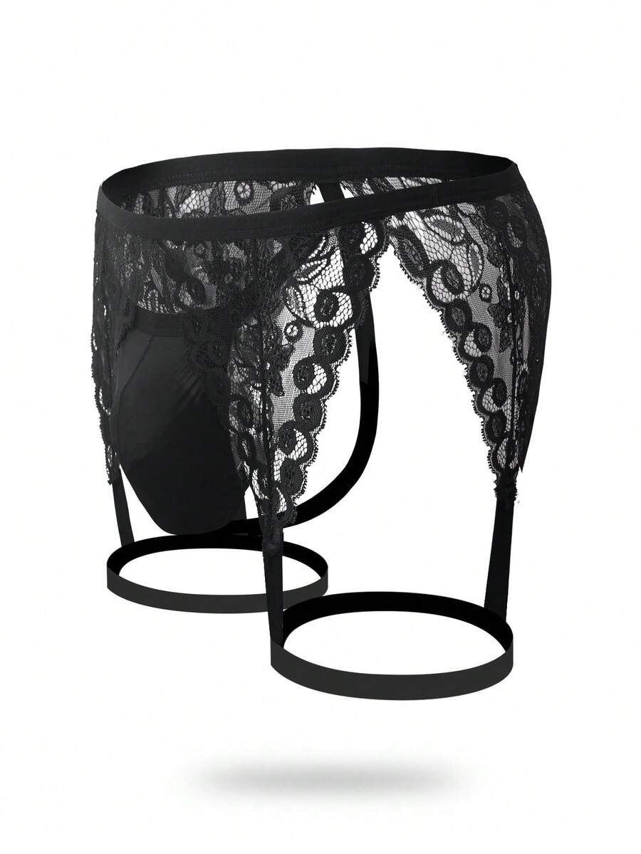 Men’s Lace Patchwork Hollow-Out Briefs – Perfect for Dates