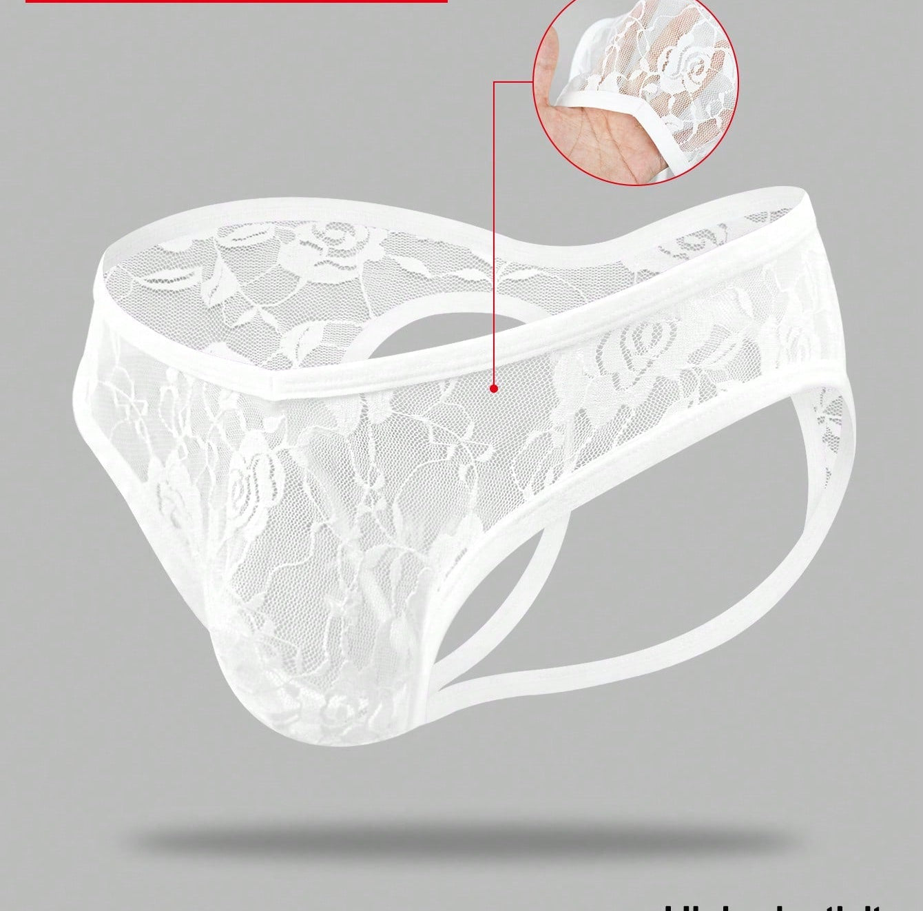 1pc Men’s Short with Black Rose Lace Trim Detail, Lightweight Material, Clean Design